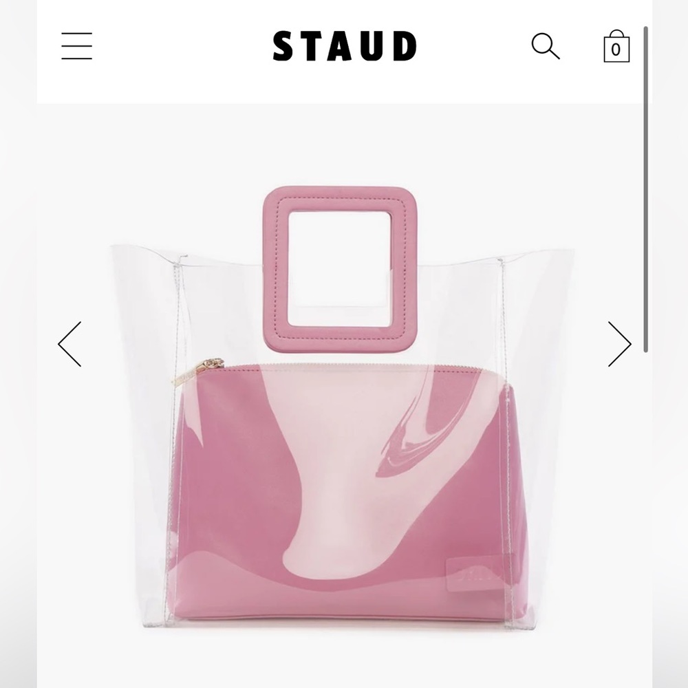 NEW STAUD pink pvc and leather medium Shirley bag - Picture 1 of 8